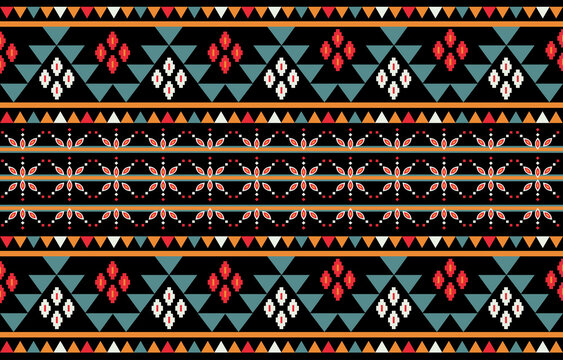 Beautiful Ethnic flower background. Seamless floral pattern in tribal, folk embroidery, and Mexican style. Aztec geometric art ornament print.Design for carpet, wallpaper, clothing, wrapping.