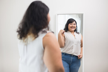 Body positive plus size female clothing. Body positive plus size woman happily and is proud of...