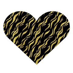 Heart with zebra stripes. Gold metallic vector illustration.