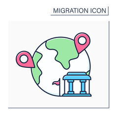 Assisted migration color icon. Managed relocation. Moving to another residence place. Migration concept. Isolated vector illustration