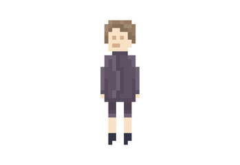 Illustration of a casual woman in pixel art style