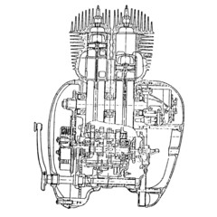 drawing of 2 stroke engine