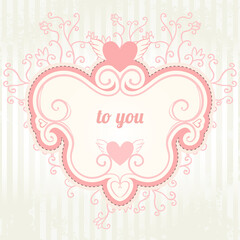 Vector floral frame with heart
