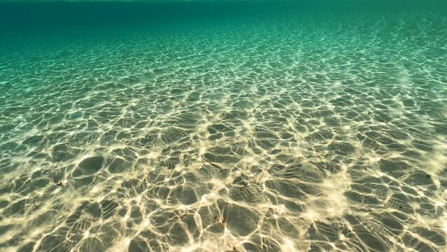 Beautiful underwater video of beautiful paradise seabed in sandy beach in tropical exotic island