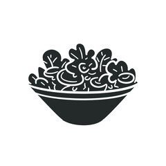 Salad Menu Icon Silhouette Illustration. Vegetable Fresh Vector Graphic Pictogram Symbol Clip Art. Doodle Sketch Black Sign.
