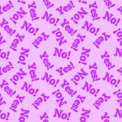 Seamless yes no words pattern for wallpaper and fabrics and packaging and gifts and cards and linens 