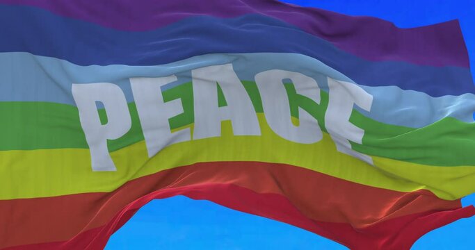 Amazing waving rainbow peace flag.