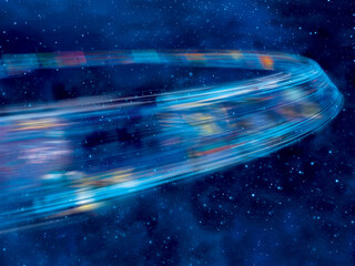 Unpiloted battle plane in fantasy scene with dark blue background