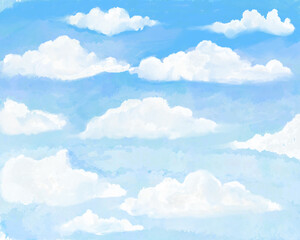 the sky , clouds whatercolor design background. Delicate card. Elegant decoration. Fantasy pastel color