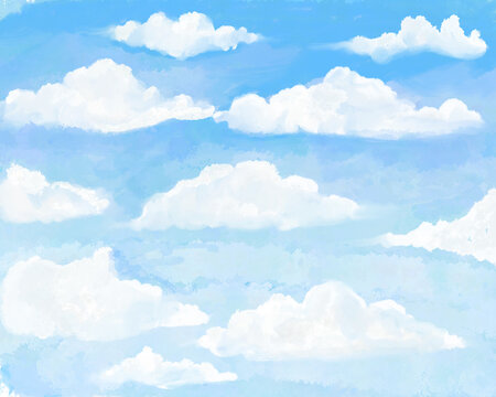 the sky , clouds whatercolor design background. Delicate card. Elegant decoration. Fantasy pastel color