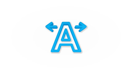 Text edit, kerning 3d line flat color icon. Realistic vector illustration. Pictogram isolated. Top view. Colorful transparent shadow design.