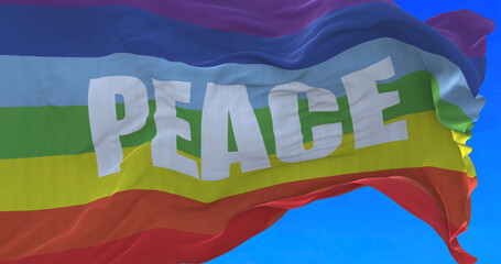 Amazing waving rainbow peace flag.