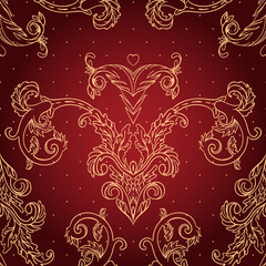 Vintage background ornate baroque pattern, vector illustration