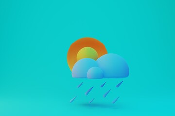 rainy day icon in 3d render illustration style