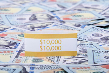 10,000 Dollars banknotes background , money finance