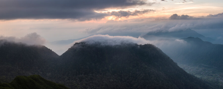 Top of Sibayak Volcano at sunrise, Berastagi (Brastagi), North Sumatra, Indonesia, Asia