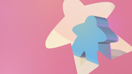 Blue Meeple with Pink Cutout