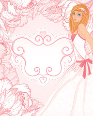 Obraz na płótnie Canvas Wedding invitation design with bride , vector illustration