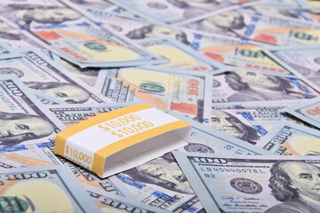10,000 Dollars banknotes background , money finance