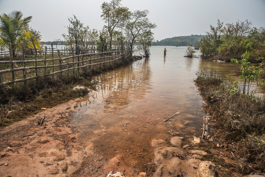 Wading across to Tizit Beach, Dawei Peninsula, Tanintharyi Region, Myanmar (Burma)
