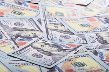 Obraz na płótnie Canvas 100 Dollars banknotes Benjamin Franklin, money finance Isolated 