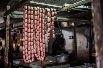 Sausages for sale, Antisrabe Market, Vakinankaratra Region, Madagascar Central Highlands