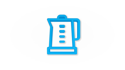 electric kettle 3d line flat color icon. Realistic vector illustration. Pictogram isolated. Top view. Colorful transparent shadow design.