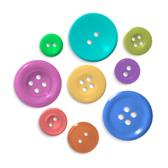 Realistic Detailed 3d Different Color Sewing Buttons Set Isolated on a White Background. Vector illustration of Button