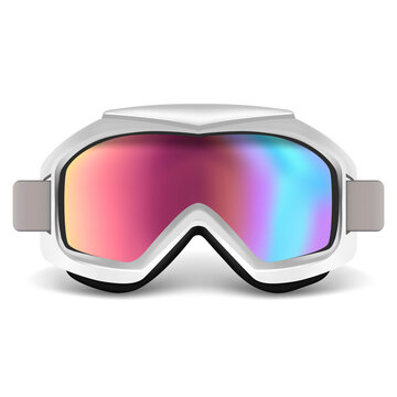 Realistic Detailed 3d Ski or Snowboarding Goggles Isolated on a White Background. Vector illustration of Winter Sporting Activity Equipment