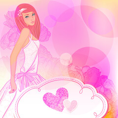 Obraz na płótnie Canvas Wedding invitation design with bride , vector illustration