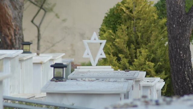 David star figure in a grave in a jewish cemetery