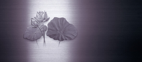 a group of lotus flower on purple and silver iron blackground
