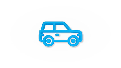car, hatchback 3d line flat color icon. Realistic vector illustration. Pictogram isolated. Top view. Colorful transparent shadow design.