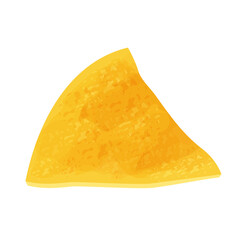 Tortilla chips, traditional Mexico nacho, triangle crisp food in cartoon style isolated on white background. Fast food, detailed meal.