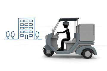 Delivered by bicycle. Deliver food by motorcycle. A person who works as a courier. Delivery part-time job.