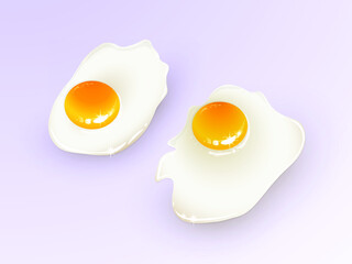 Omelette. Fried eggs. Isolated eggs on a light background. Healthy nutritious breakfast. Yolk and white. Vector illustration