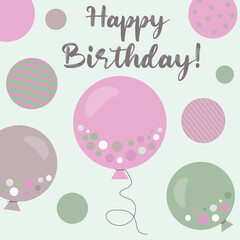 Birthday card - flat illustration with balloons 