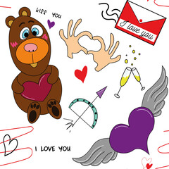 pattern love bear valentine's day