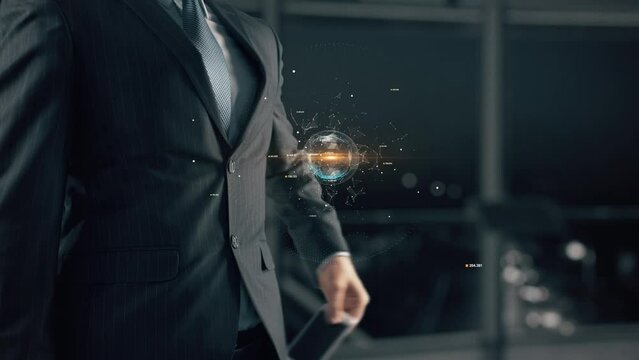 Businessman with Communications As A Service hologram concept