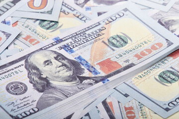  100 Dollars banknotes Benjamin Franklin, money finance Isolated 