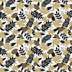 Seamless floral pattern, vector seamless background with summer exotic leaves. Organic flat style vector illustration.