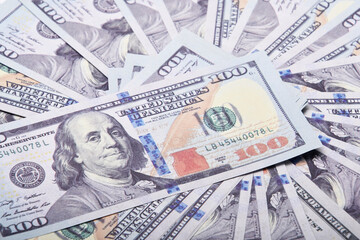  100 Dollars banknotes Benjamin Franklin, money finance Isolated 