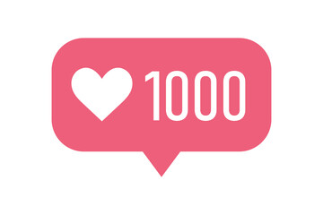 Many likes icon notification. Heart for social network 