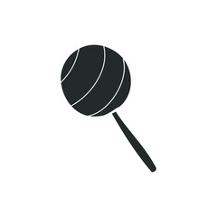 Lollipop Sphere Icon Silhouette Illustration. Sugar Candy Vector Graphic Pictogram Symbol Clip Art. Doodle Sketch Black Sign.