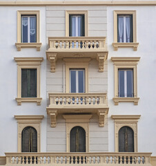 Fototapeta na wymiar historic facade details from the early 1900s.Milan - Italy