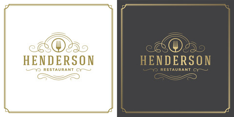 Restaurant logo design vector illustration fork silhouette