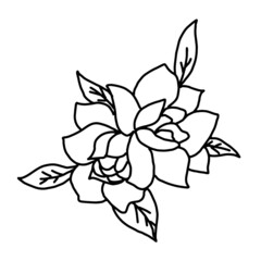 Hand drawn vector flower drawing. Decorative elements for design. Isolated on a white background. Ornament for embroidery, postcards and invitations
