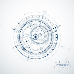 Futuristic abstract vector technology background. Mechanical engineering wallpaper.