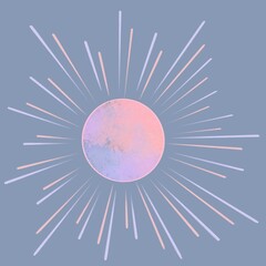 Abstruct sun wth rays and with pink and purple texture