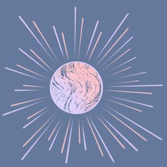 Abstract sun with purple and pink gradient